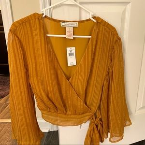 V Neck, flared sleeve, crop top